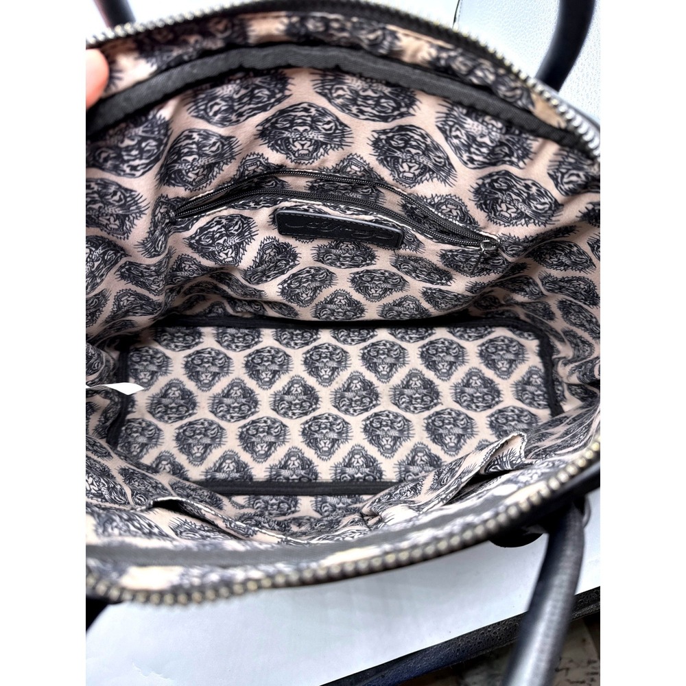 Ed Hardy Black Tattoo Satchel Broken Hearts Fairytales Crossbody Bag Studded - Picture 5 of 16